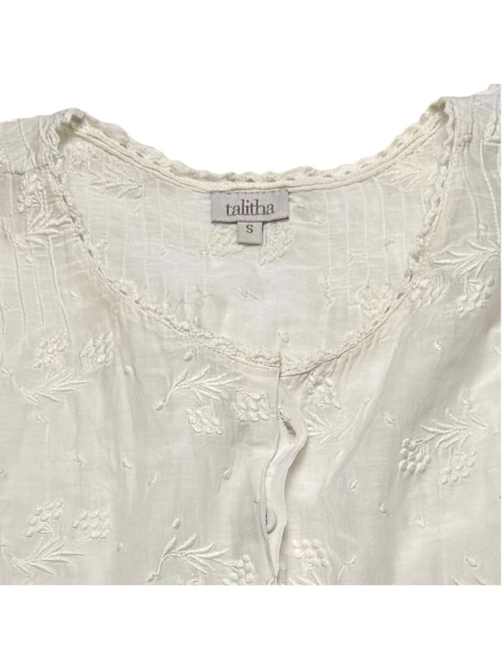Anthropologie Talitha Women’sWhite Embroidered Blouse Small Boho Coquette Silk - Picture 4 of 9
